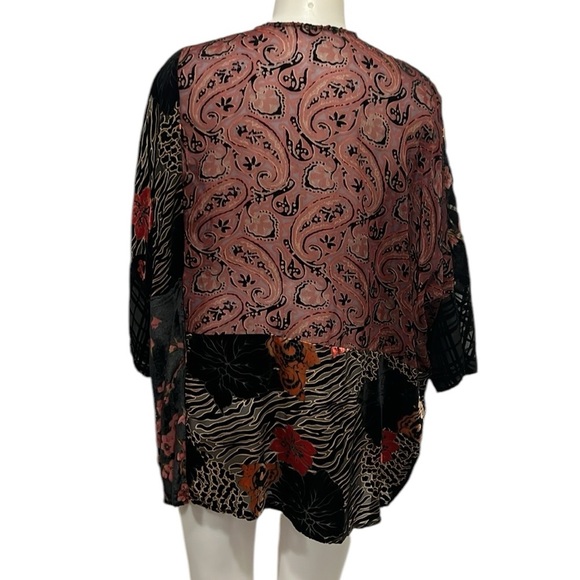 Women’s floral sheer velour kimono cardigan one size - Picture 2 of 5